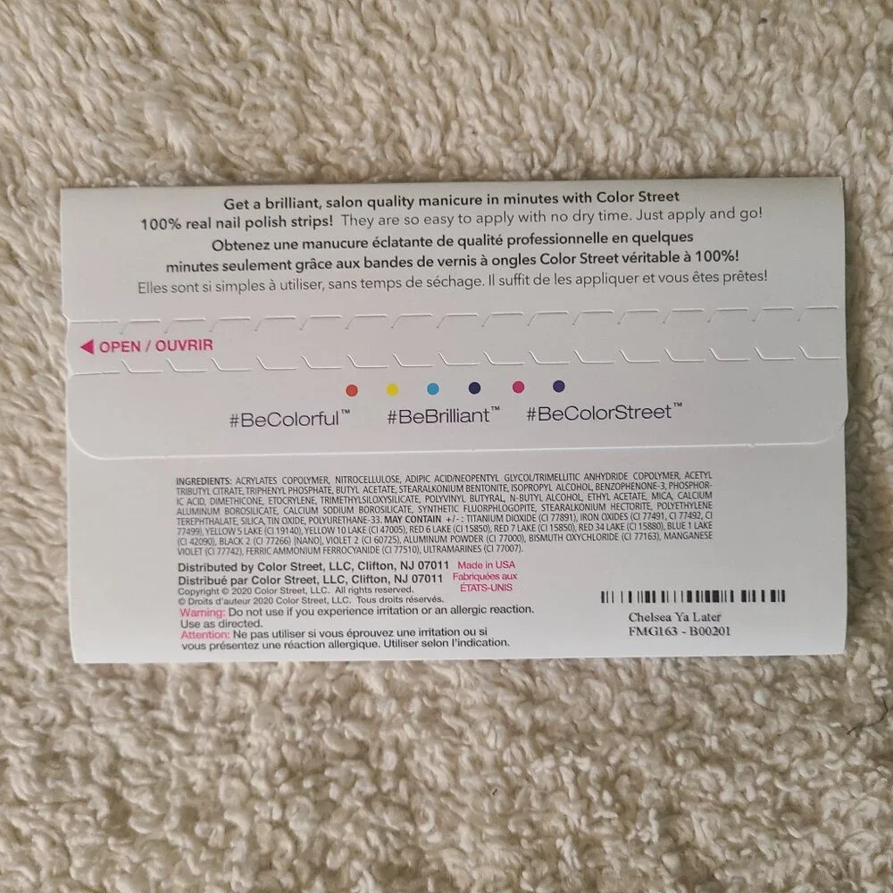 Color Street Chelsea Ya Later 100% Real Nail Polish Strips